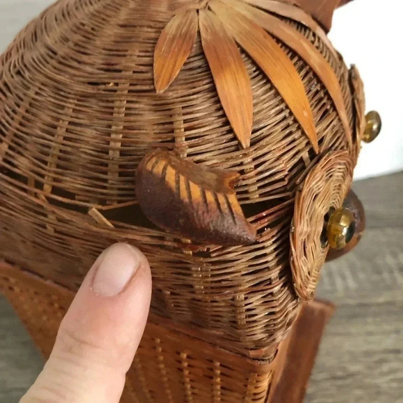 Vtg Handwoven Owl Box - Picture 5 of 11